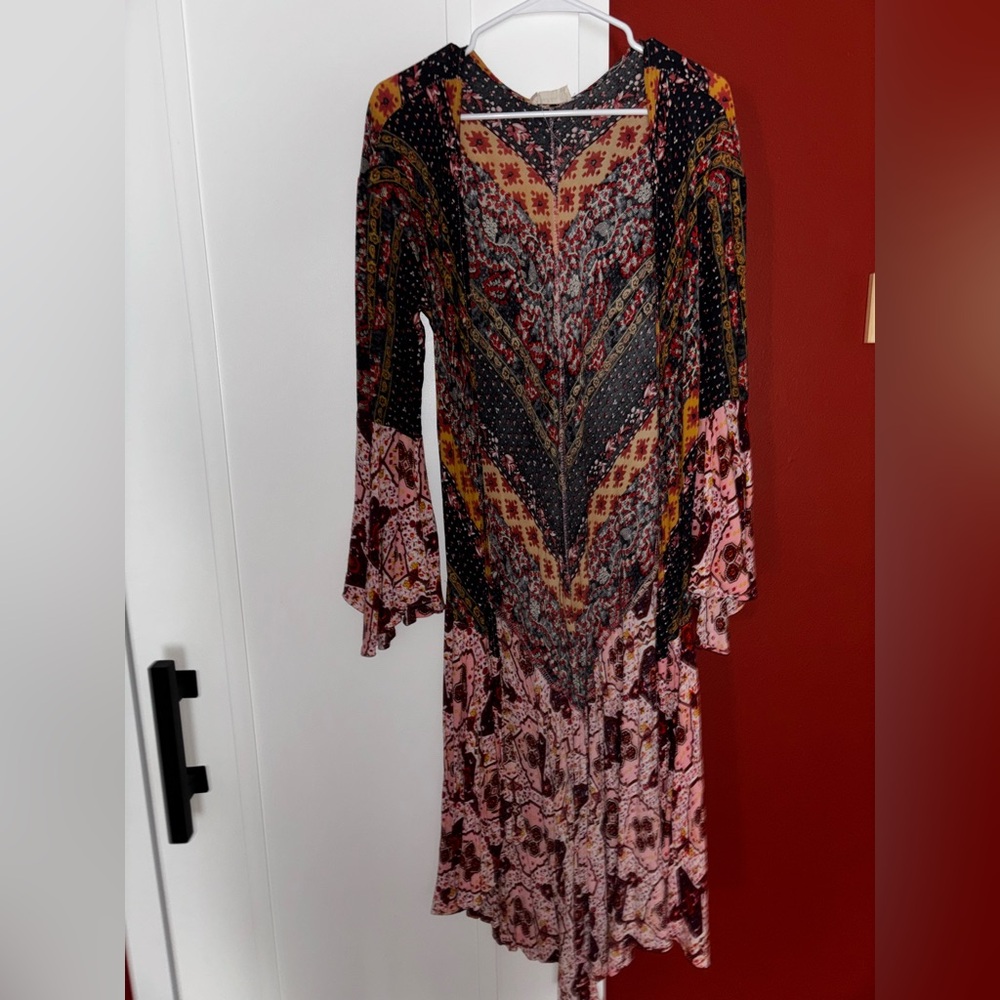 Altar'd State Red and Black Bell Sleeve Cardigan